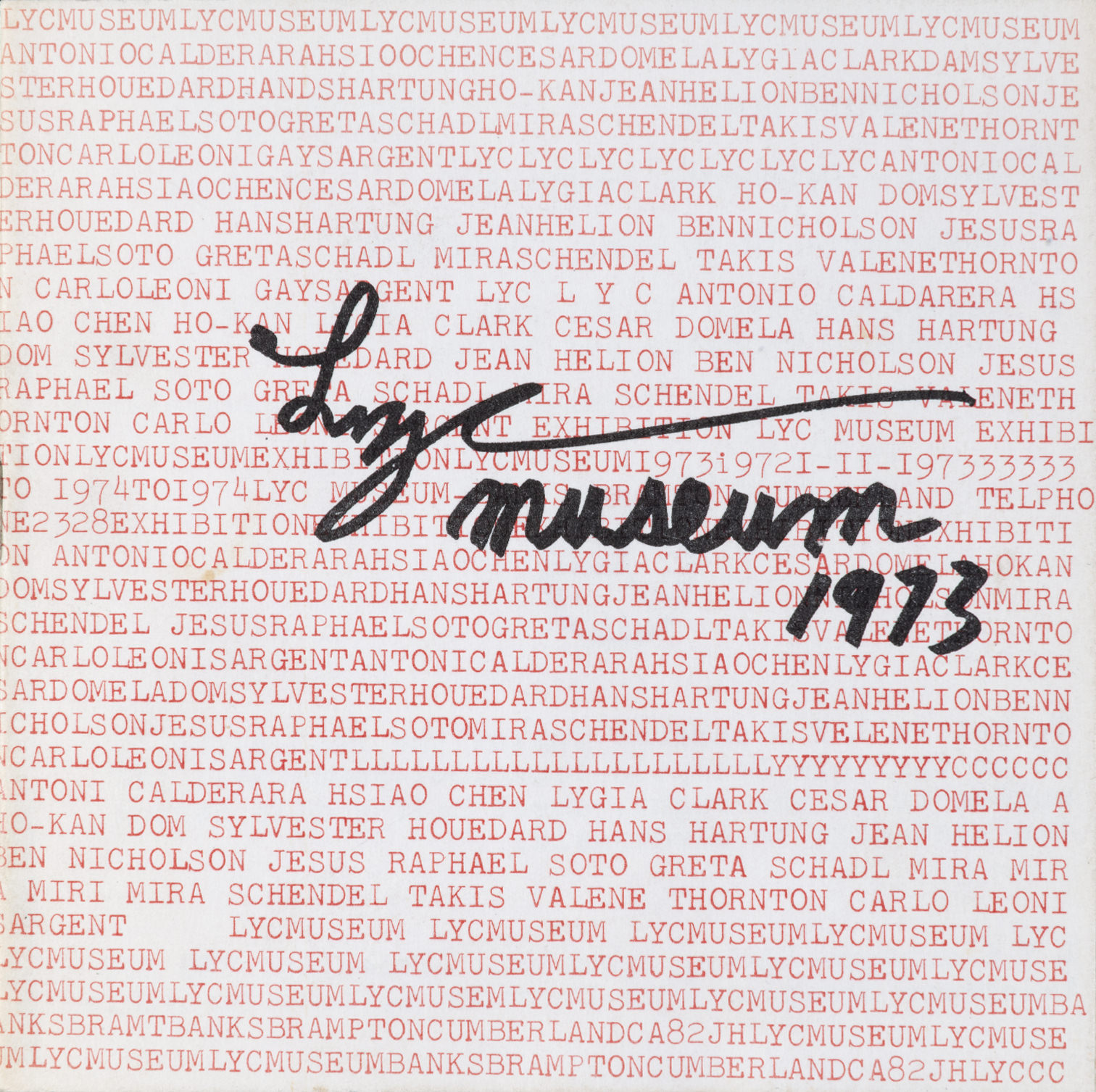 Book cover. Red typewritten text with some recognizable words. The title is written in script with a black marker at the top right corner.